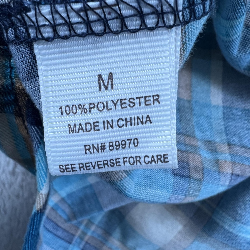 Eden & Olivia Shirt Womens Medium Blue Plaid Button Up Roll Tab Tunic Top - Picture 9 of 10